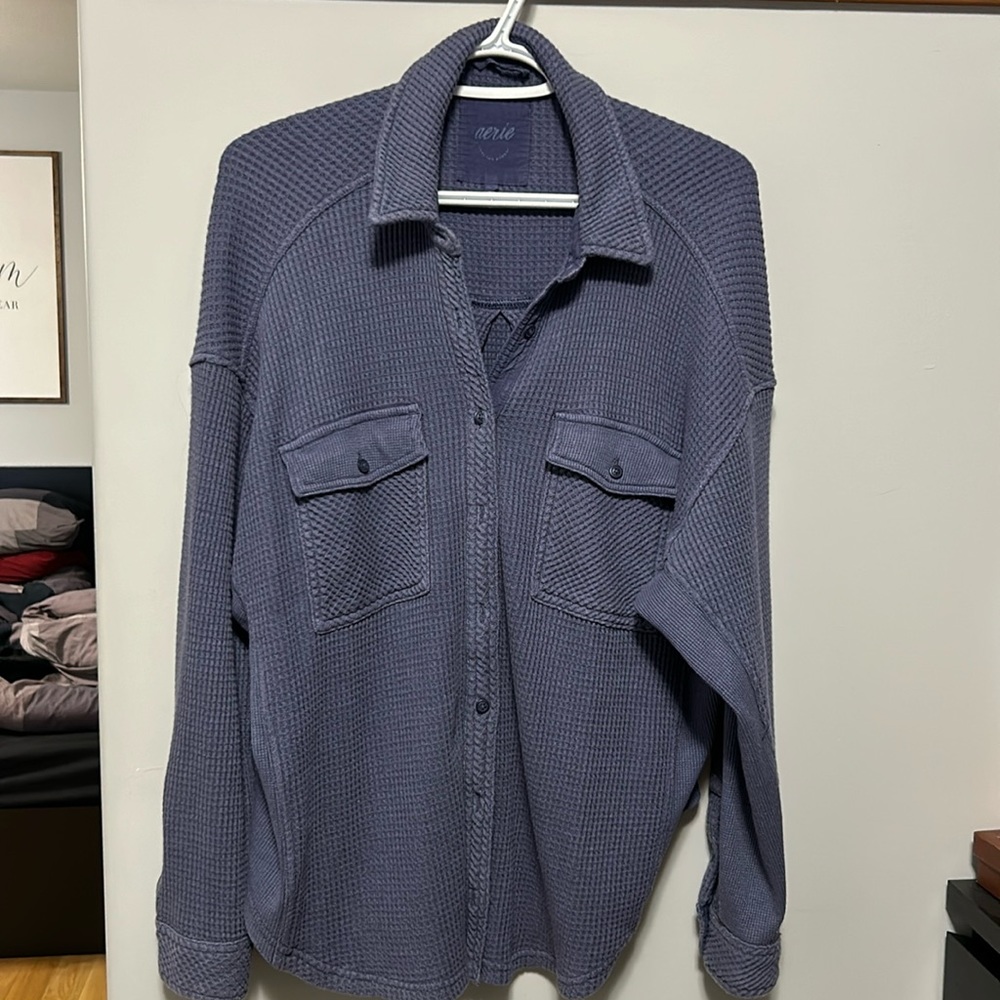 Aerie waffle knit buttons down top